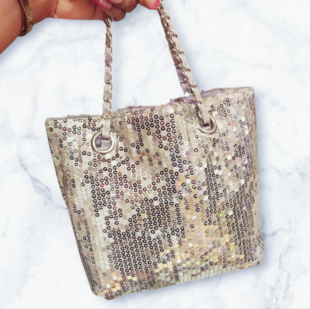 Silver sequin purse